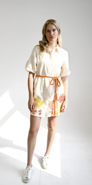 Oranges Short Dress in Oranges Embroidery