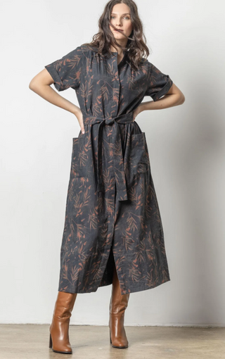 Maxi Button Down Dress in Onyx/Java