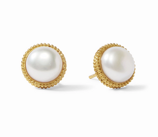 Fleur De Lis Stud Gold/Pearl
