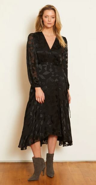 Moon Maxi Dress in Black Geo Burnout