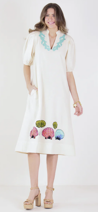Hampton Dress in Birch Seaside Linen