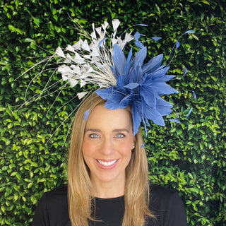 Fascinator 2000- Pale Blue/White