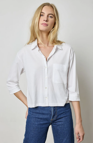 Easy Button Down Tee in White