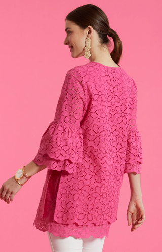 Christa Eyelet Tunic/Dress in Caberet Pink