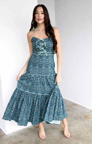 Lindsey Long Dress in Zig Zag