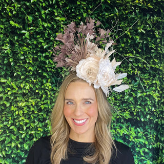 Fascinator 2015-Beige/Dark Brown