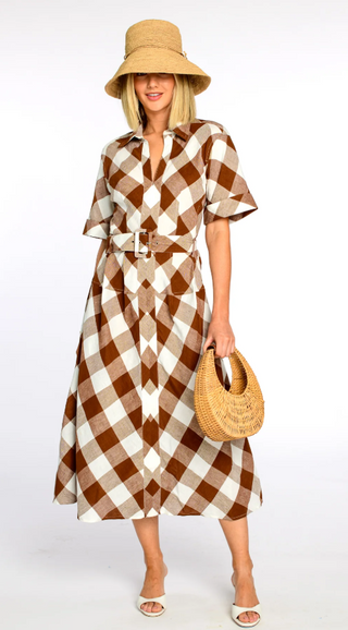 Collins Dress in Brown Gingham