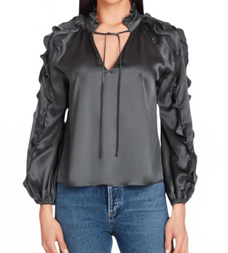 Claudine Silk Top in Zinc
