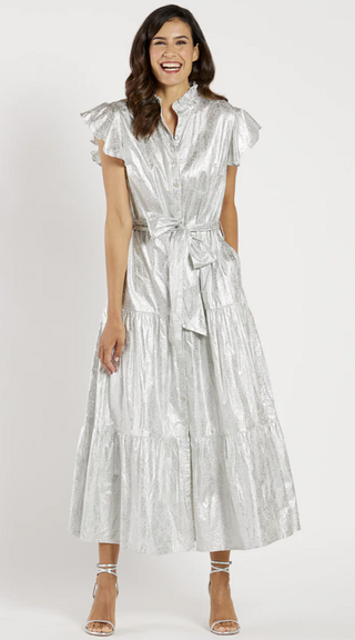Mirabella Dress in Silver Foil Medallion