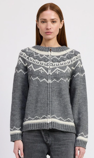 Esther Sweater Jacket in Gray/Ivory