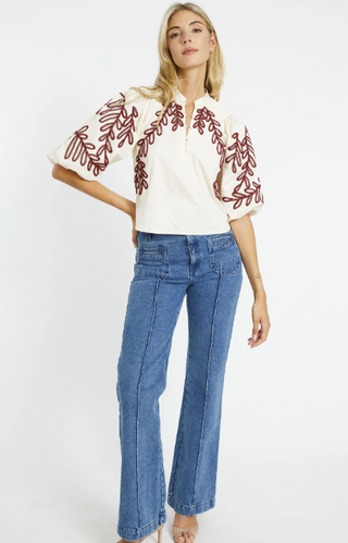Elodie Top in Ivory/Chocolate