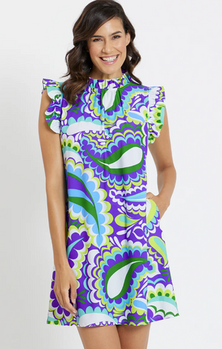 Shari Dress in Mod Paisley Iris