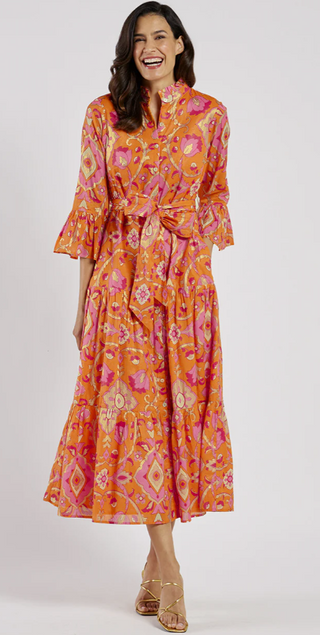 Roxie Dress in Gilded Garden Mandarin Gold