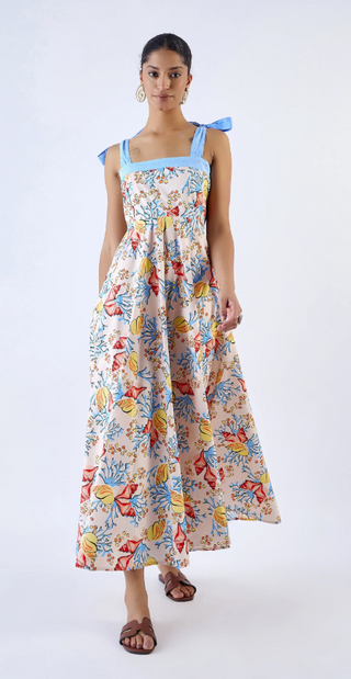 Pearl Dress in Coral Garden Blue