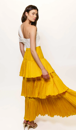 Rhea Dress in White/Gold