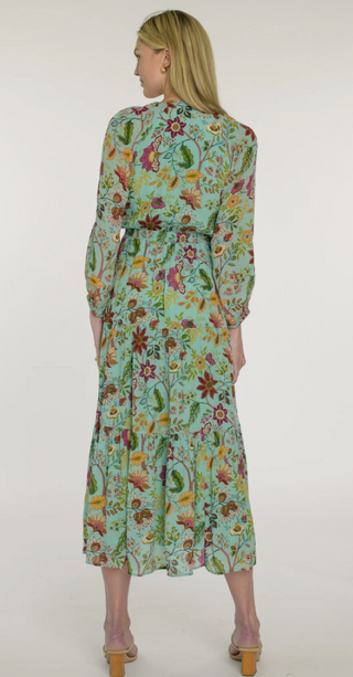 Hallie Dress in Exotic Flower Aquamarine