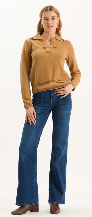 Tess Horsebit Pullover in Camel