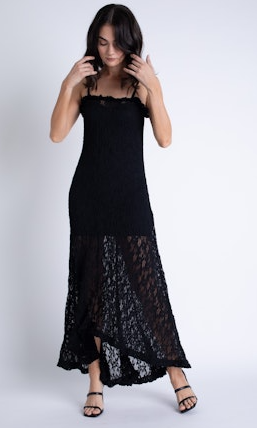 Amelia Lace Maxi Dress in Black