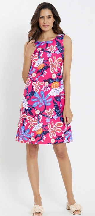Beth Dress in Abstract Seaside Berry