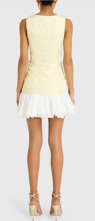 Lilibet Dress in White/Cornsilk
