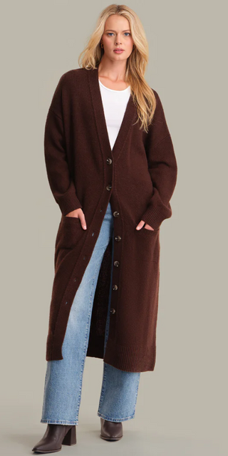 Kit Wool Duster Cardigan in Coffee Bean