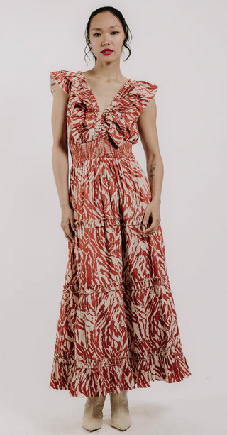 Azalea Dress in Terracotta Zebra