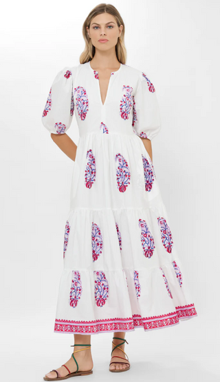 Puff Maxi Dress in Verna Red